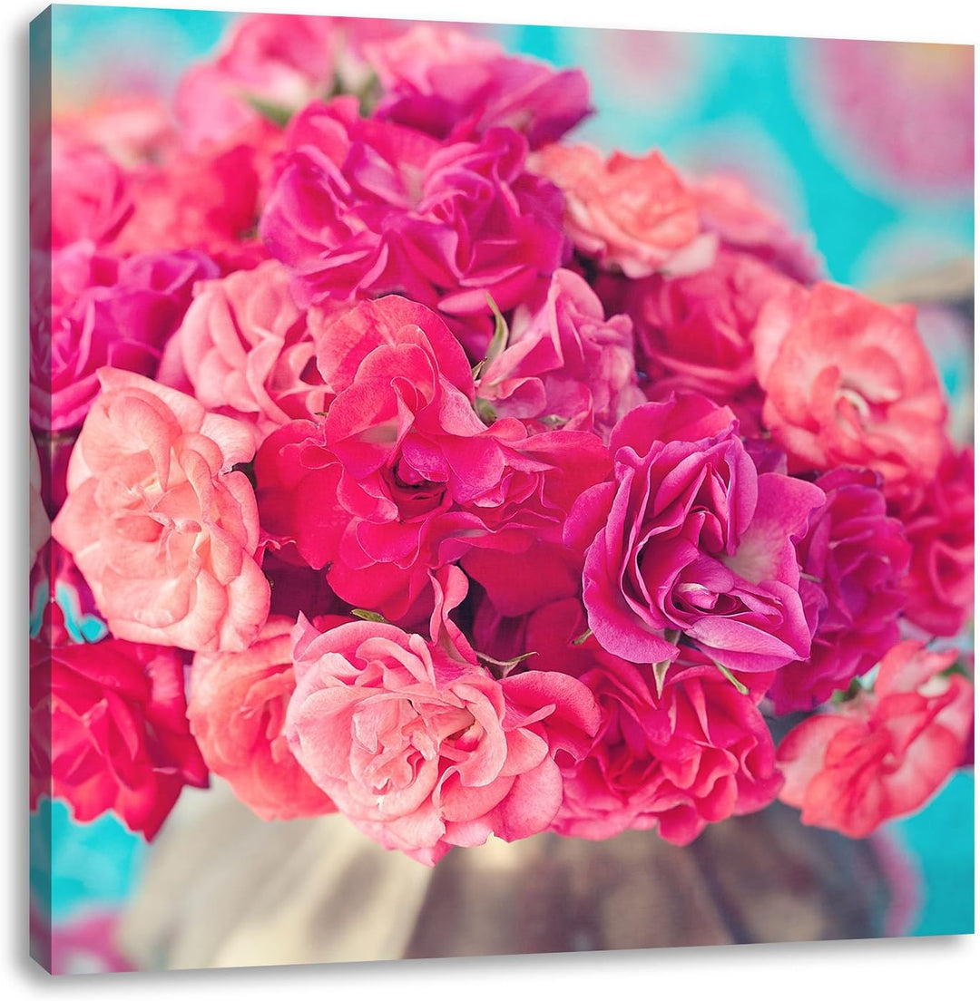 Pixxprint Blumen, Format: 70x70 auf Leinwand, XXL riesige Bilder fertig gerahmt mit Keilrahmen, Kuns