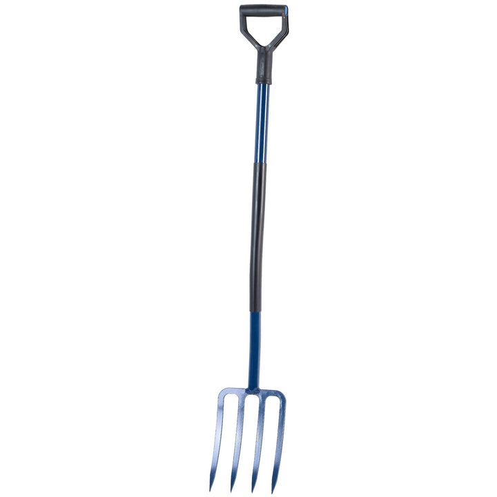 KADAX Heugabel, Grabgabel mit D-Griff, Mistgabel mit Kopf aus hochqualitativem Stahl, ergonomische G