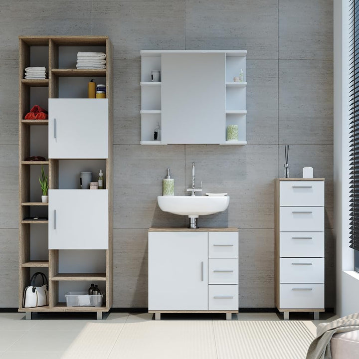 Vicco Badschrank Ilias, Sonoma/Weiss, 30 x 95 cm, Sonoma