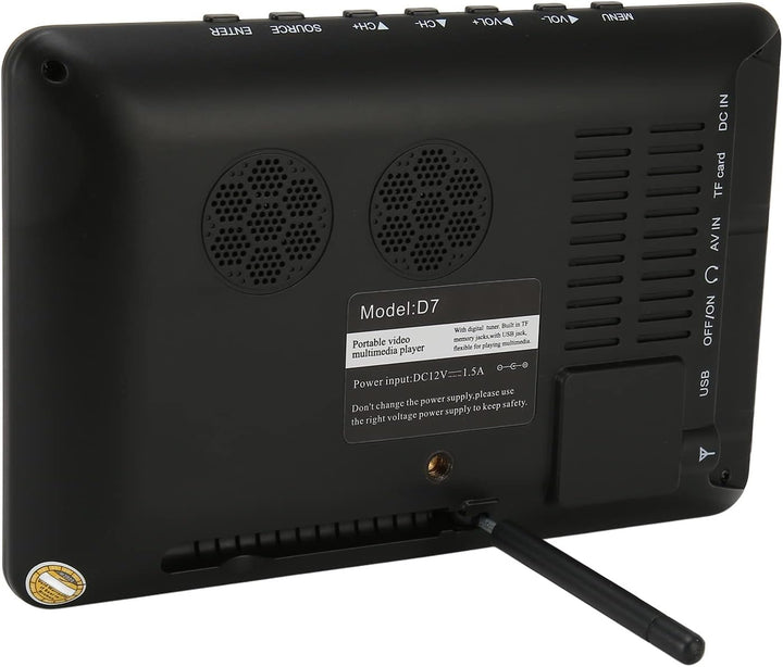Tragbarer 7 Zoll Digitalfernseher, Auto Breitbild LED Fernseher mit 1500 mAh Lithiumbatterie, Unters