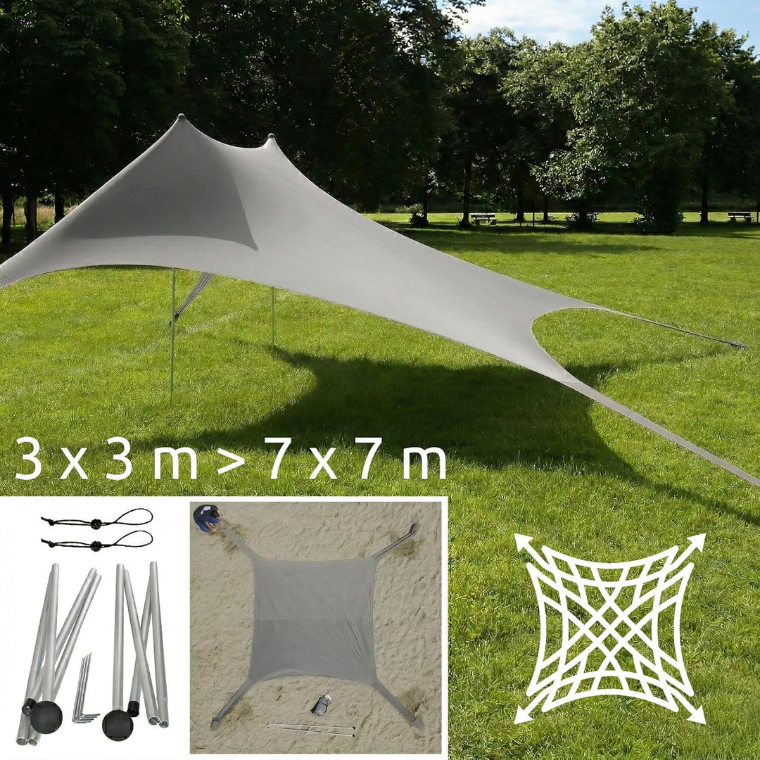 your GEAR Cameo Beach Shelter 3 x 3 m - XXL Strandmuschel, Sonnensegel, UV 50+ Sonnenschutz, Strandz