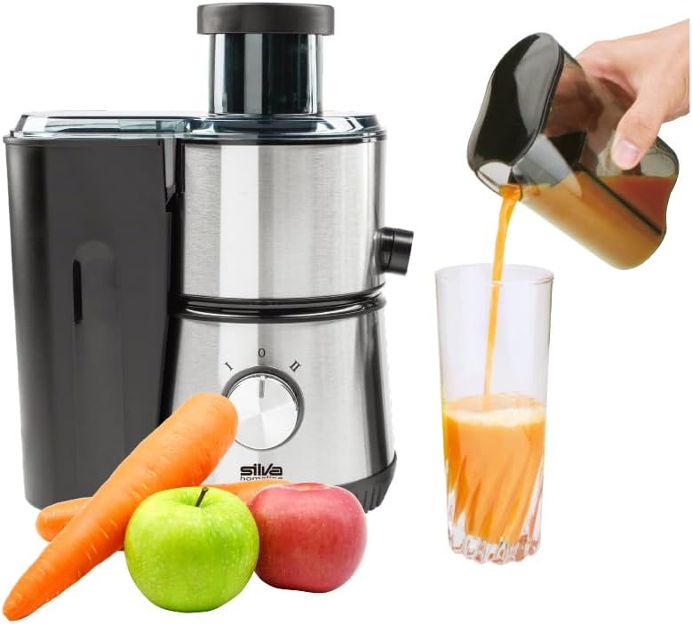 SILVA SCHNEIDER AE 2340 Entsafter für Obst und Gemüse, aus Edelstahl, 400 Watt, leichte Reinigung, 3