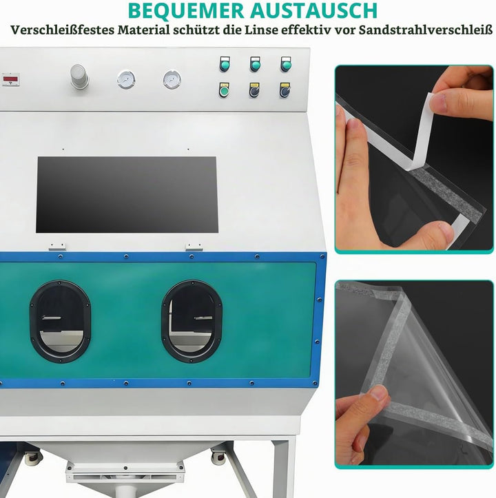 6 Stück Linsenabdeckungen für Sandstrahlkabinen – 22 x 10 Zoll abrasive Fensterschutzfolie – transpa