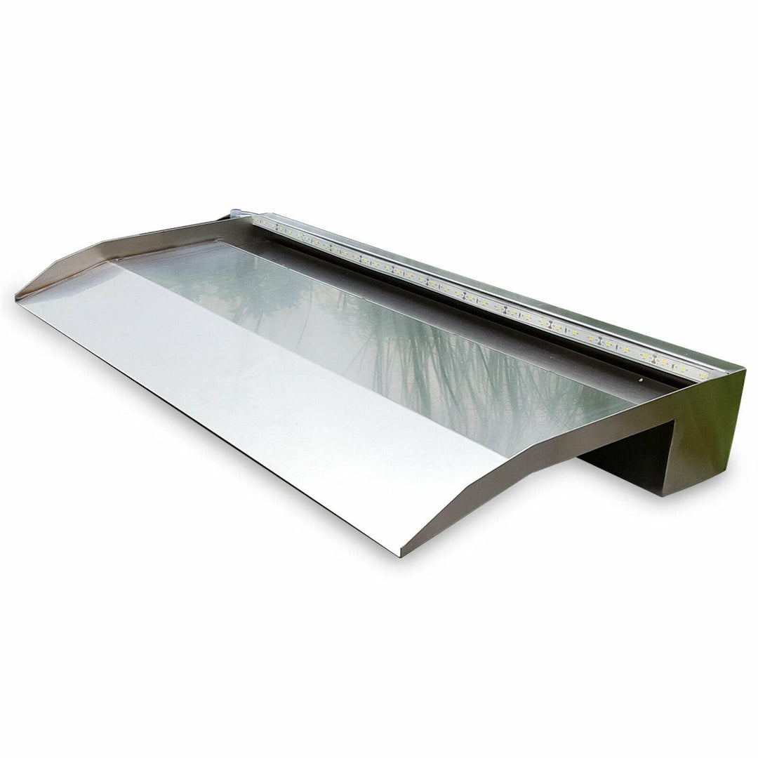 Jürgen Bocker Garten-Ambiente Wasserfall 30x8,5x22 cm Edelstahl matt Geb. mit langem Auslauf, Silber