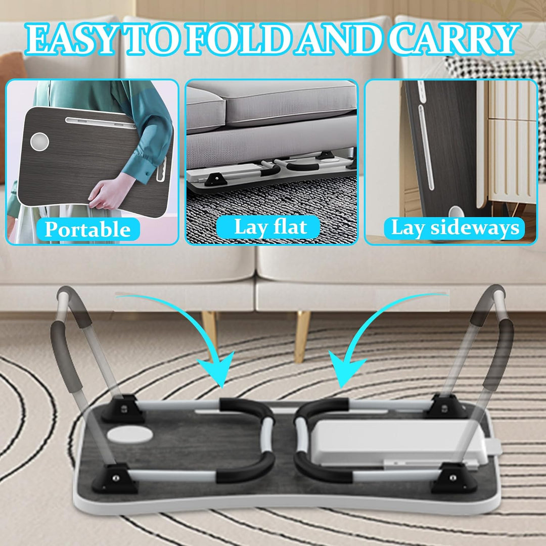 Soontrans Laptoptisch, 60 x 40 x 28 cm, Laptop Tisch mit Schublade, Getränkehalter, Kleiner Ventilat