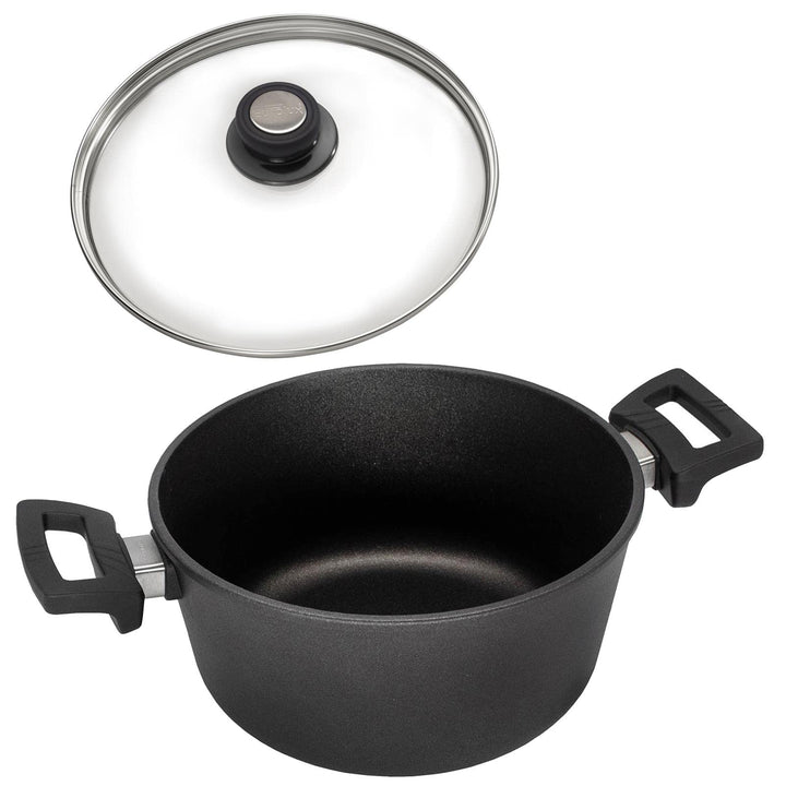 Eurolux Guss-Topf Induktion Set & Glas-Deckel Ø 28 cm - ca. 6,5 Liter - grosser hoher Universal-Koch