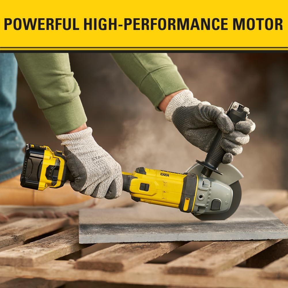 Stanley FatMax 18V Akku-Winkelschleifer SFMCG400B (125 mm Scheiben-ø, für alle Standard-Trenn,- Schl