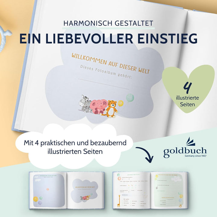 goldbuch 15 403 Babyalbum Balloon Party, Babybuch 30 x 31 x 4 cm, Fotoalbum mit 58 weissen Blankosei