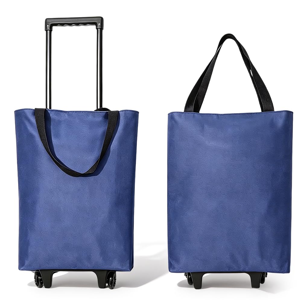 Einkaufstrolley Klappbar 30L, 2-in-1 Einkaufswagen Modern mit Tasche, Leichter Shopping Trolley bis