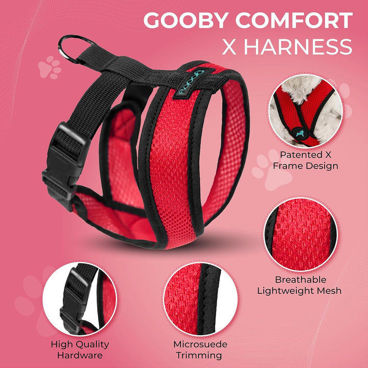 Gooby Comfort X Head In Harness – Rot, Gross – No Pull Kleine Hundegeschirr, Patentierter Würgefreie