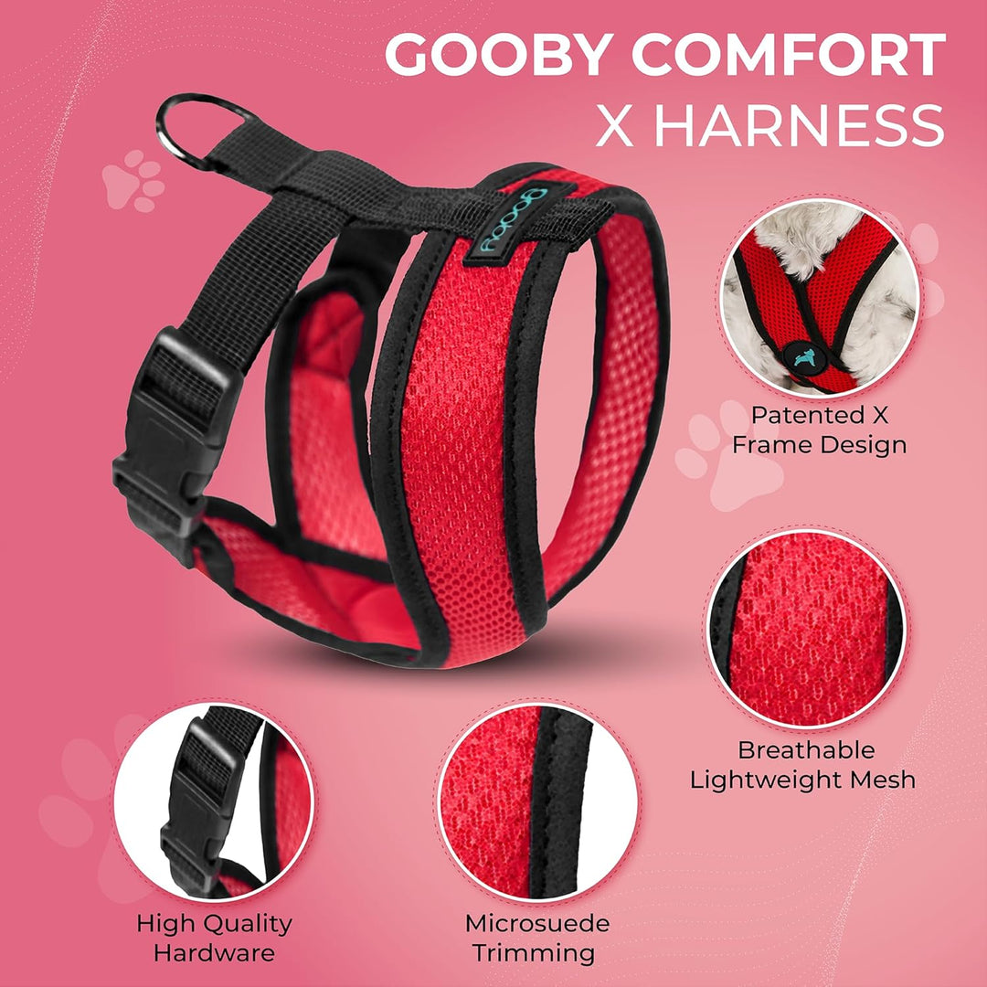 Gooby - Comfort X Kopf-in-Geschirr, erstickungsfrei, kleines Hundegeschirr mit Mikro-Wildlederbesatz