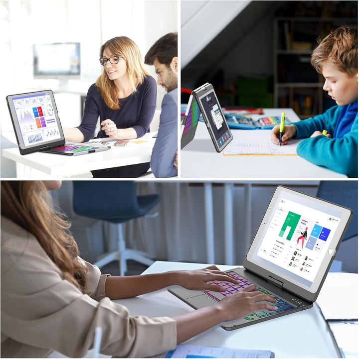 CC Store Hülle mit Tastatur für iPad 10.2, 360° Drehbare Touchpad Tastatur für iPad 9/8/7 Generation