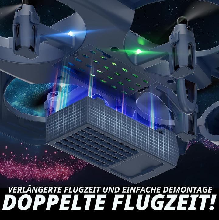 4DRC V50 RC Flugzeug,2 Startmodi, Lichter, 360° Flip, Headless-Modus, 3 Geschwind, 2 Batterien, 2,4