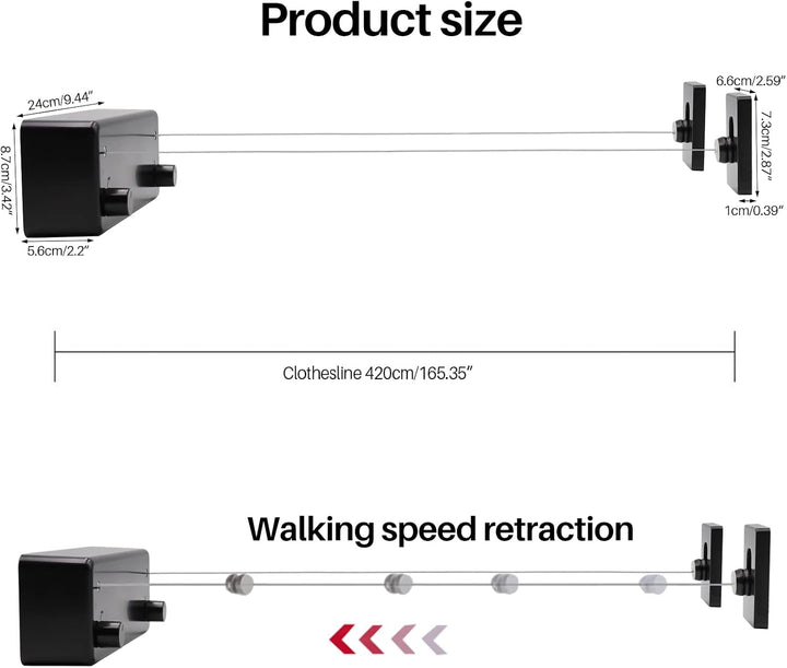 Doppelseil Einziehbare Wäscheleine Ausziehbare Waschleine Einstellbare wasserdichte Einziehbare Häng