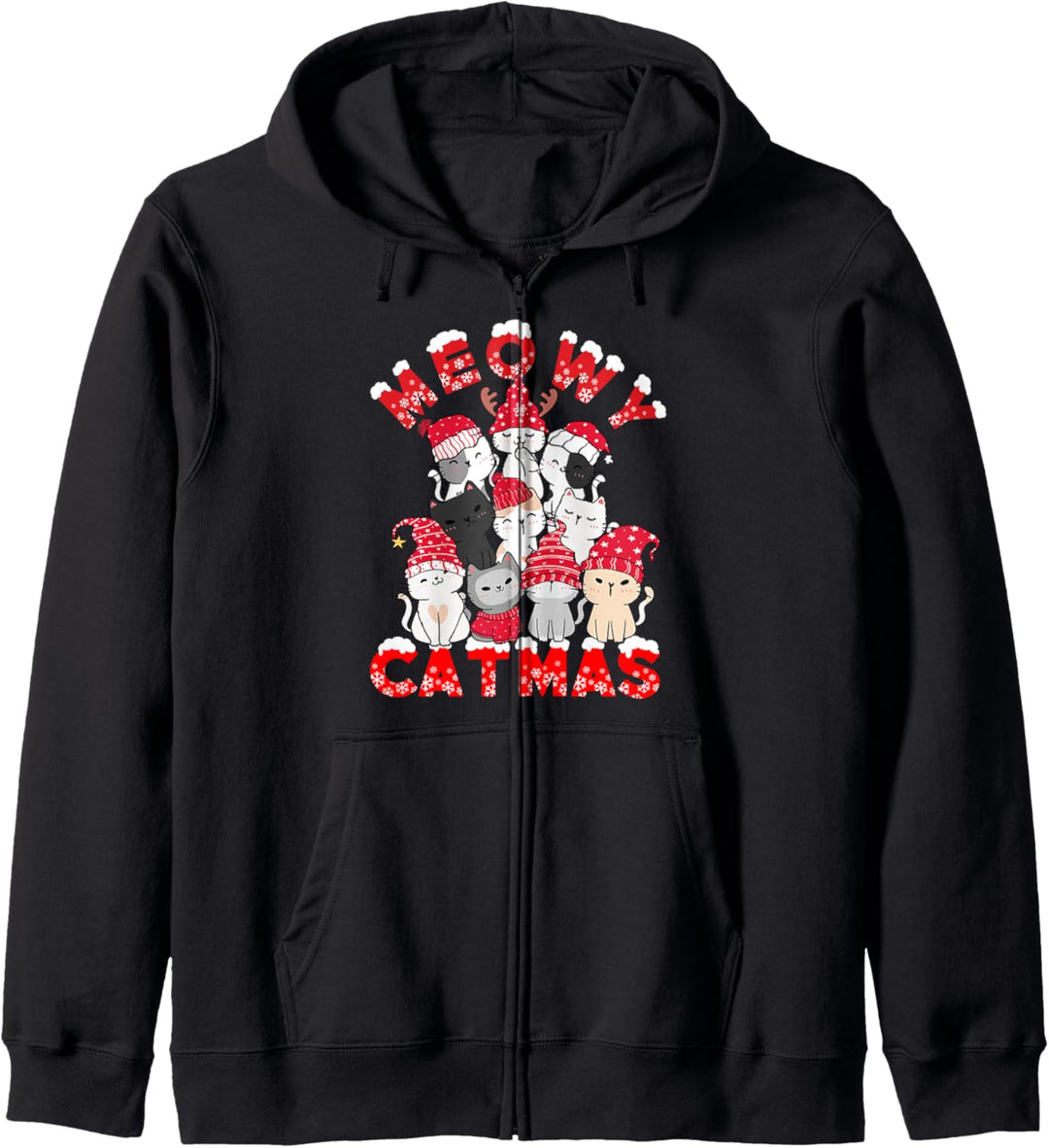 Meowy Catmas Lustige Santa Cats Rentierbaum Weihnachten Kapuzenjacke