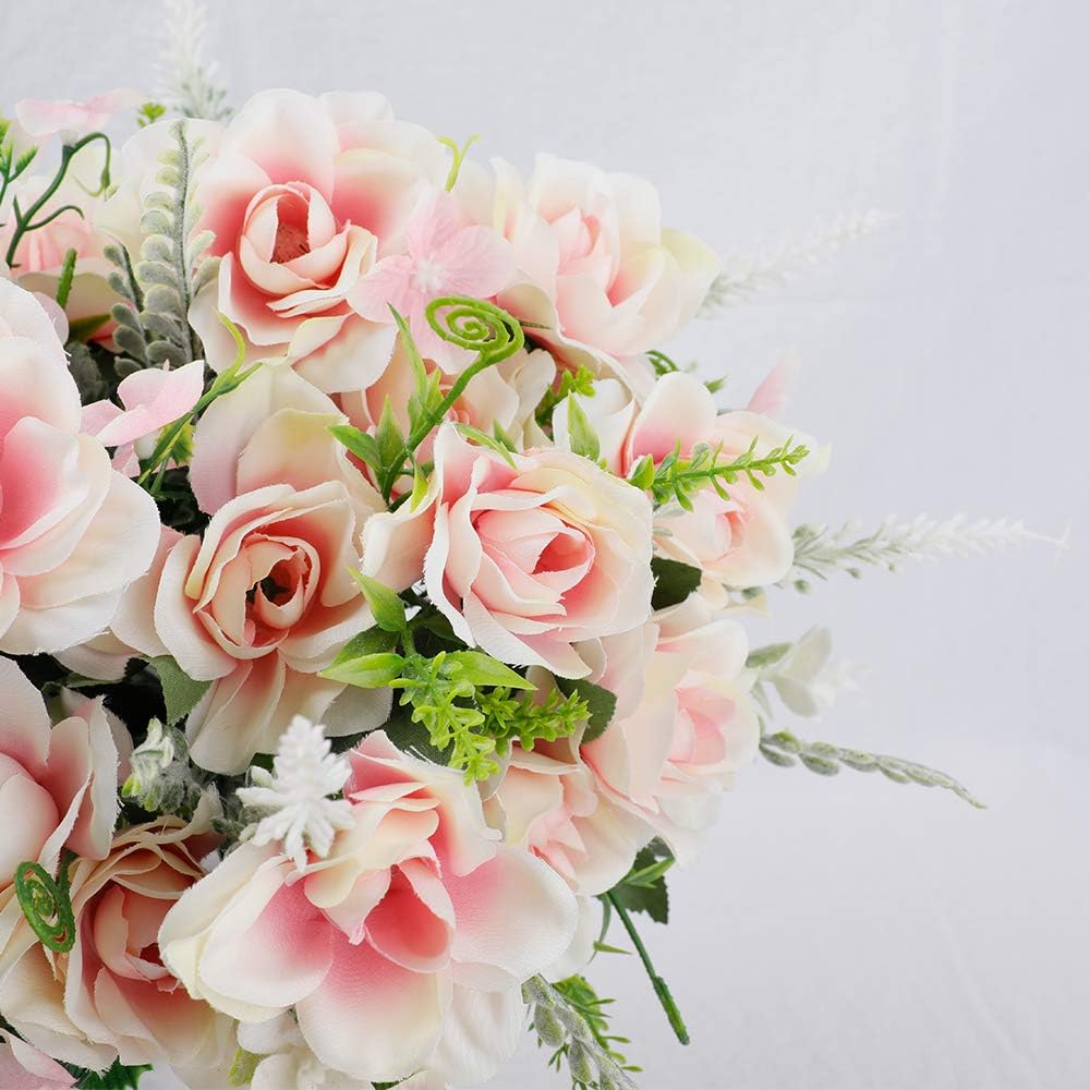LESING Künstliche Blumen mit Vase, künstliche Seidenblumen in Vase, Gardenie, Blumen, Dekoration für