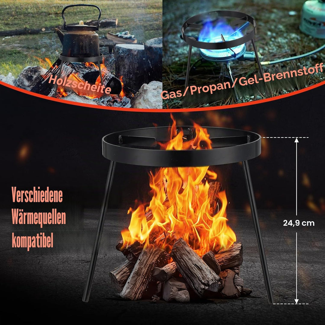 Lagerfeuerstativ zum Kochen – Lagerfeuer Kochausrüstung, Outdoor-Feuerstelle, tragbares Gusseisen, o