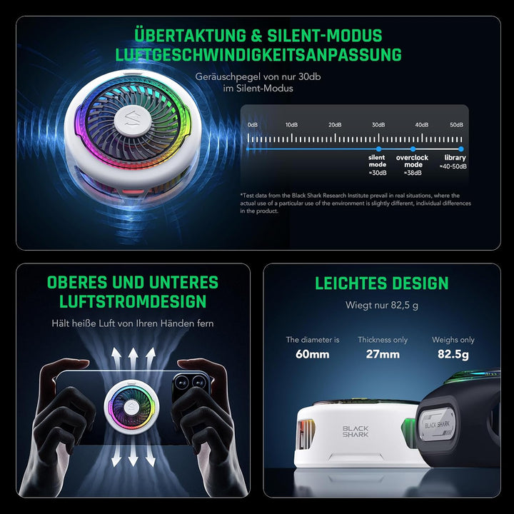 Black Shark FunCooler 5 Magnetic Phone Cooler für Gaming, Tragbarer Handy Kühler mit RGB-Beleuchtung
