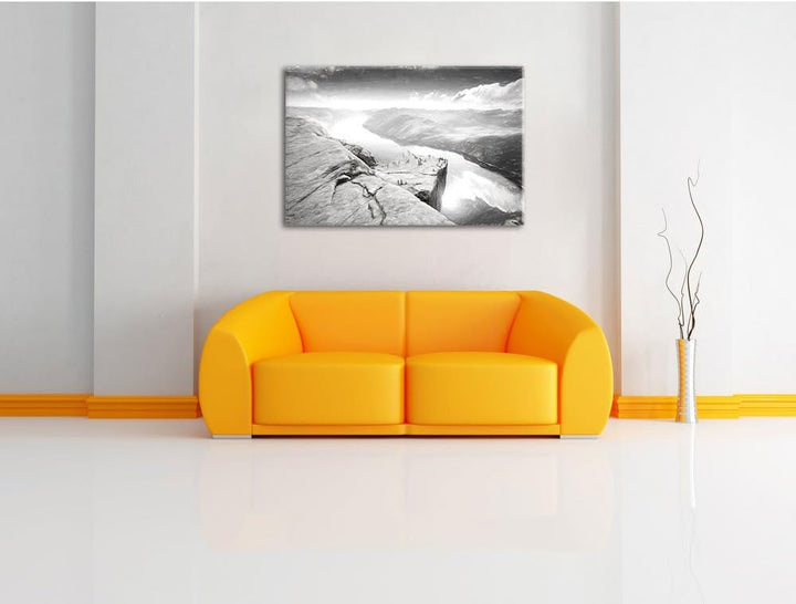 Pixxprint Küste in Norwegen als Leinwandbild/Grösse: 100x70 / Wandbild/Kunstdruck/fertig bespannt, 1