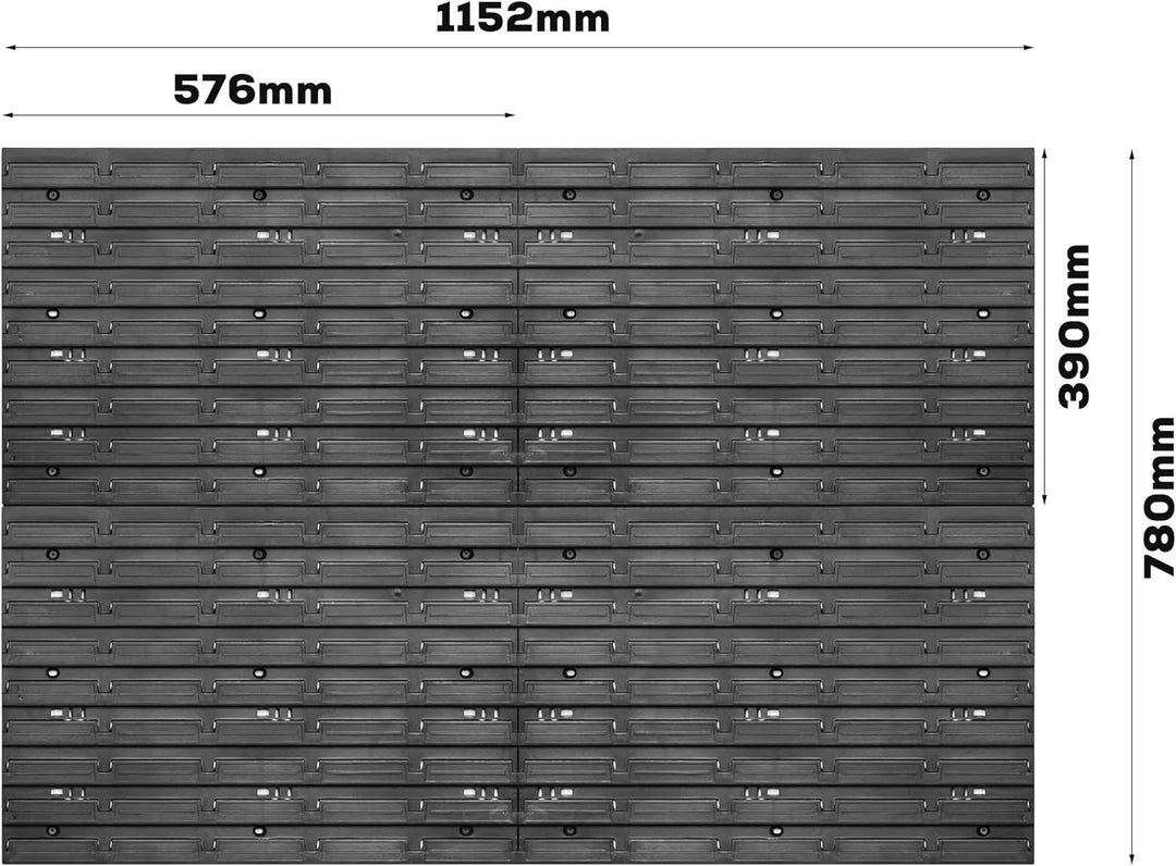 Lagersystem Wandregal 1152 x 780 mm, Werkzeughalterungen, Stapelboxen Schüttenregal Sichtlagerkästen