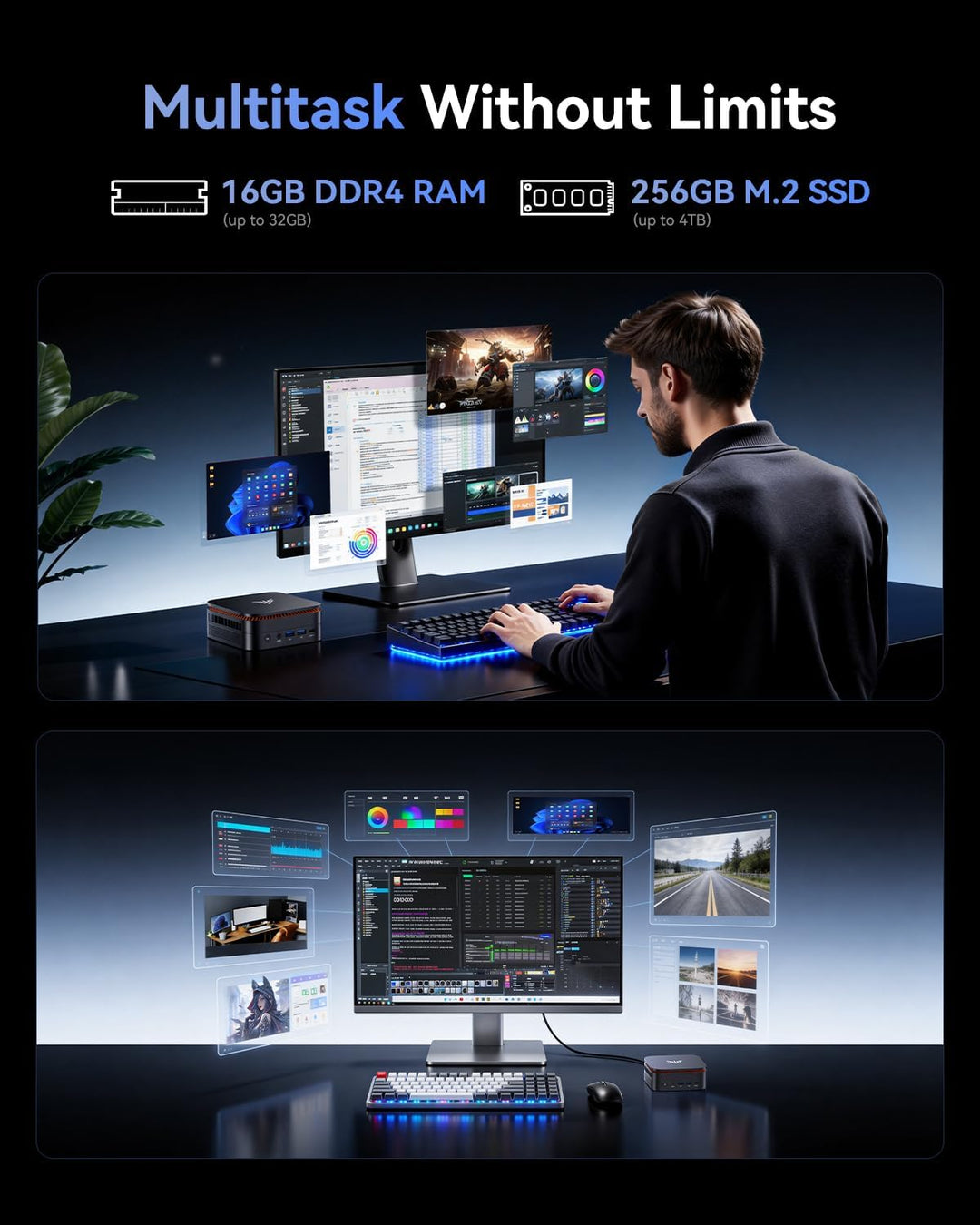 NiPoGi Pinova P1 Mini PC AΜD Ryzen 4300U W11 Pro(4C/4T,3,7GHz,Besser als 3500U/N150/N95) 16GB DDR4 R