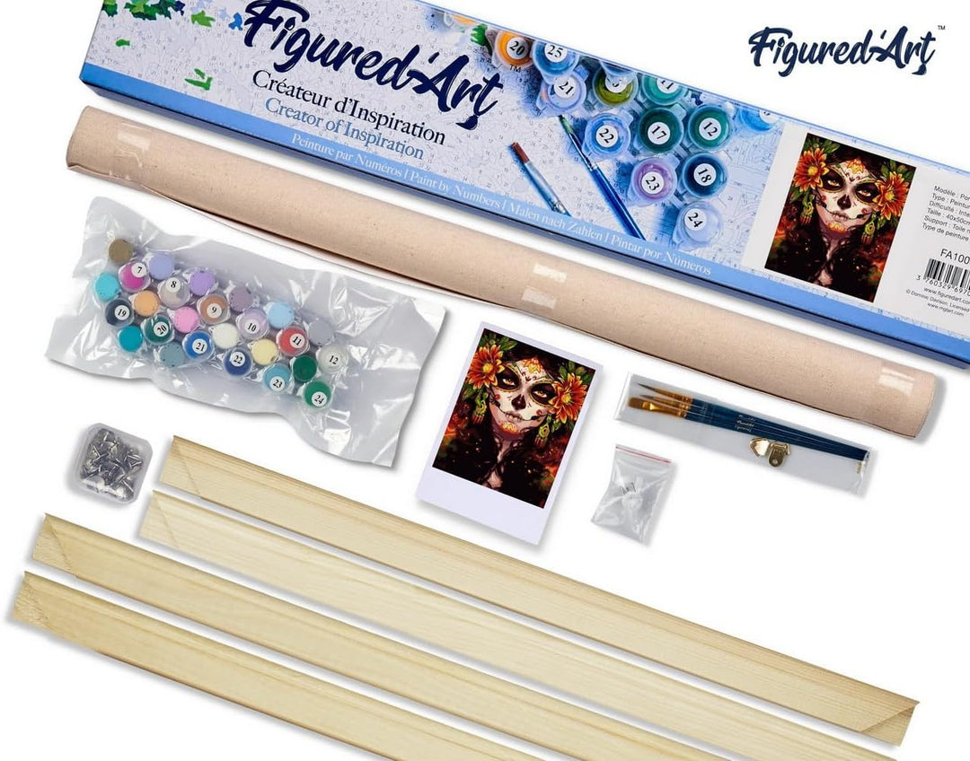 Figured'Art Malen Nach Zahlen Erwachsene Mit Rahmen Sicht und Blumen - Paint by Numbers Basteln DIY