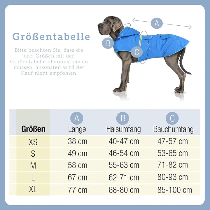 Bella & Balu Hunderegenmantel - Wasserdichter Hundemantel mit Kapuze und Reflektoren für trockene, s