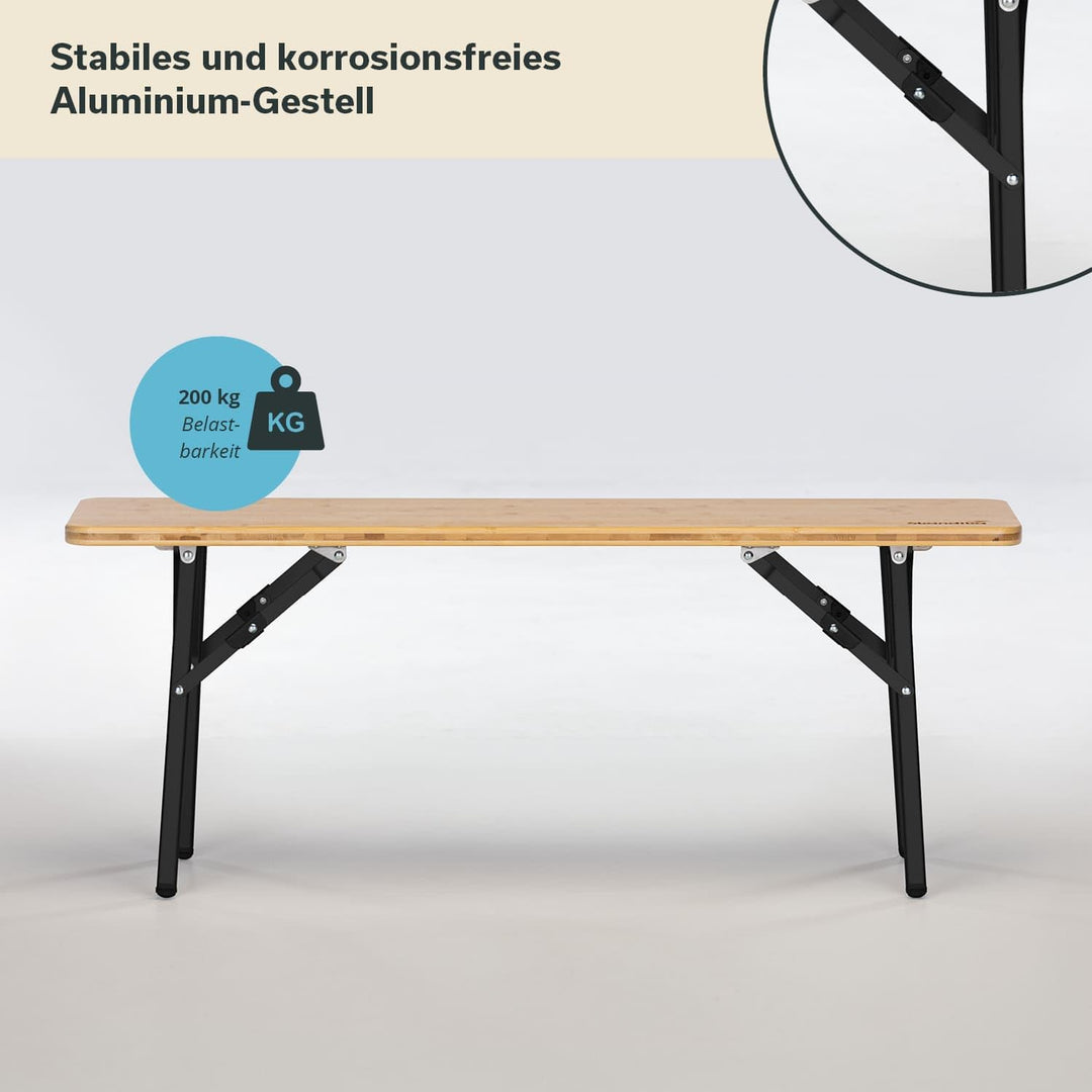 Skandika Sitzbank Tobro 2er Set | Campingbank aus Bambus, 100 x 27 x 39 cm, bis 200 kg belastbar, we