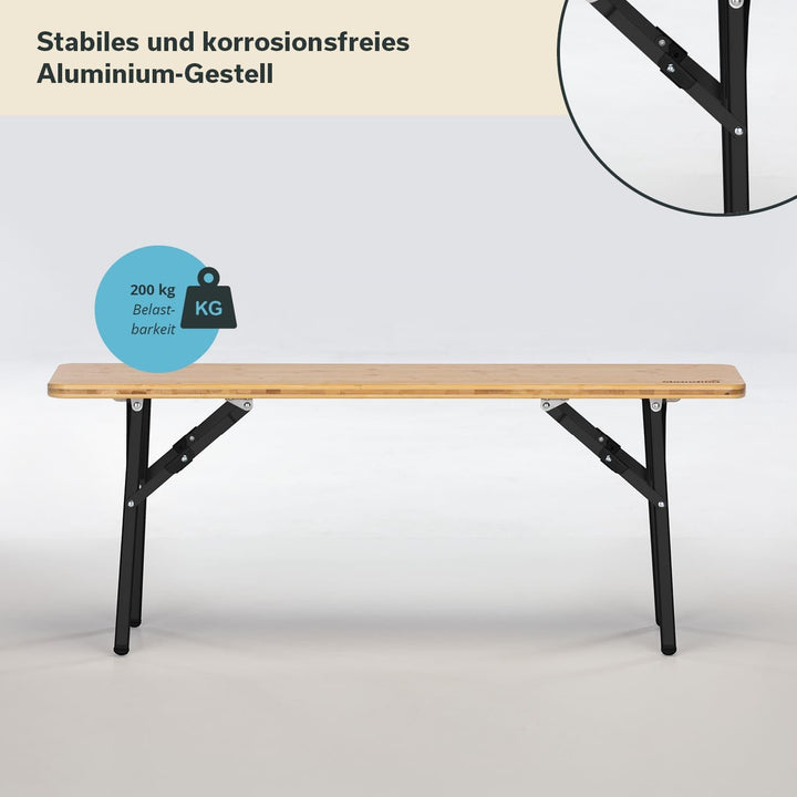 Skandika Sitzbank Tobro 2er Set | Campingbank aus Bambus, 100 x 27 x 39 cm, bis 200 kg belastbar, we