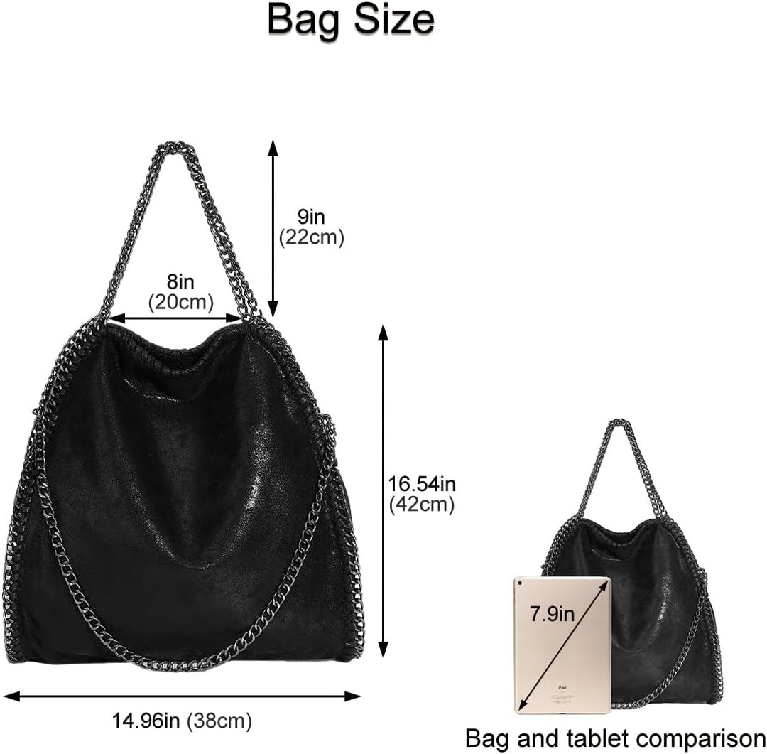 Wivmypog Damen Handtasche Frauen Kunstleder Crossbody Schultertasche Mode Kette Tasche Grosse Hobo-T