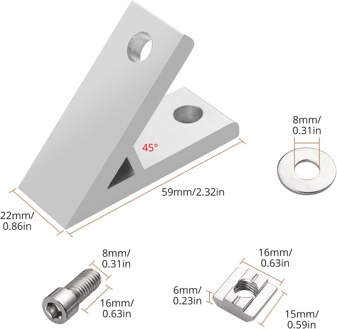 Befestigungsmaterial Eckwinkel Innenwinkel 45 Grad Winkelverbinder Kamtop 10× Alu-Eckwinkel Profil-E