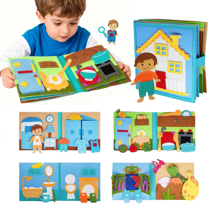 Quiet Book Beschäftigungsbuch für Kinder ab 1 Jahr,3D Filz Beschäftigungsbuch Pädagogisches,Lernspie