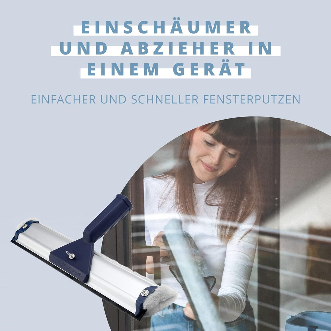Ha-Ra Standard Fensterreiniger in 19 cm I Abzieher & Einschäumer in Einem I Kleiner Fensterwischer I