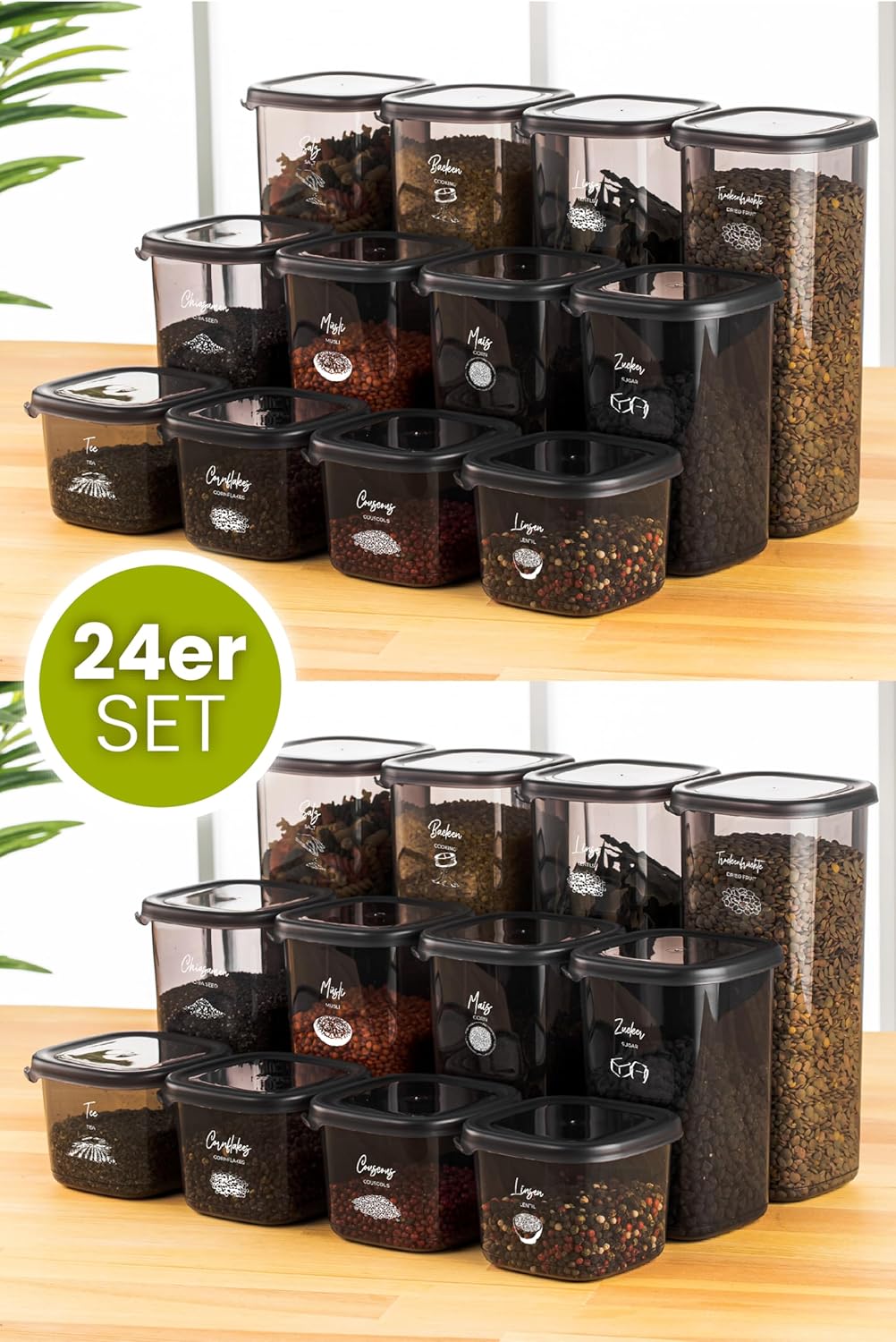 Viwares Vorratsdosen mit Deckel Luftdicht | 24er Vorratsbehälter Set | BPA-FREI | Zur Müsli Mehl und
