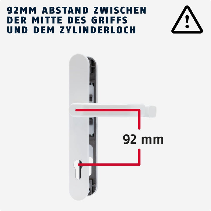 ABUS Türbeschlag SRG92N W - Drückergarnitur für Haustüren - mit beidseitiger Türklinke - für Türen m