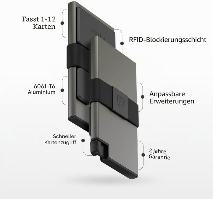 Ekster Kartenhalter aus Aluminium | RFID-Geldbörse für Männer und Frauen | schlanke und minimalistis