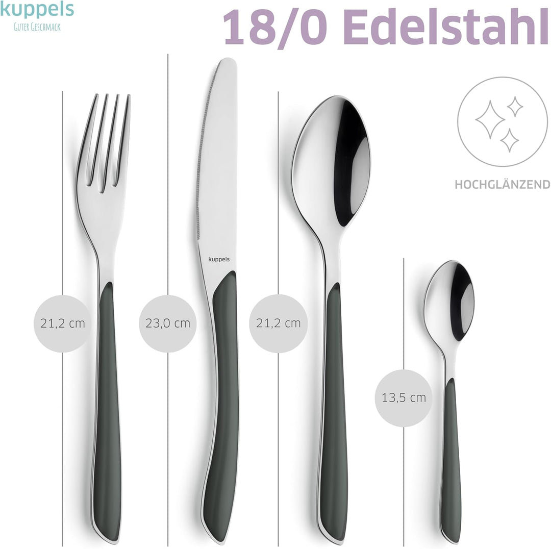 Kuppels Prisma Besteck Set für 6 Personen aus Edelstahl poliert | Besteckset 24-teilig | Hochwertige