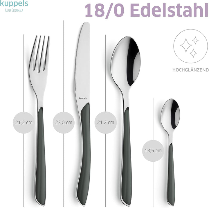 Kuppels Prisma Besteck Set für 6 Personen aus Edelstahl poliert | Besteckset 24-teilig | Hochwertige