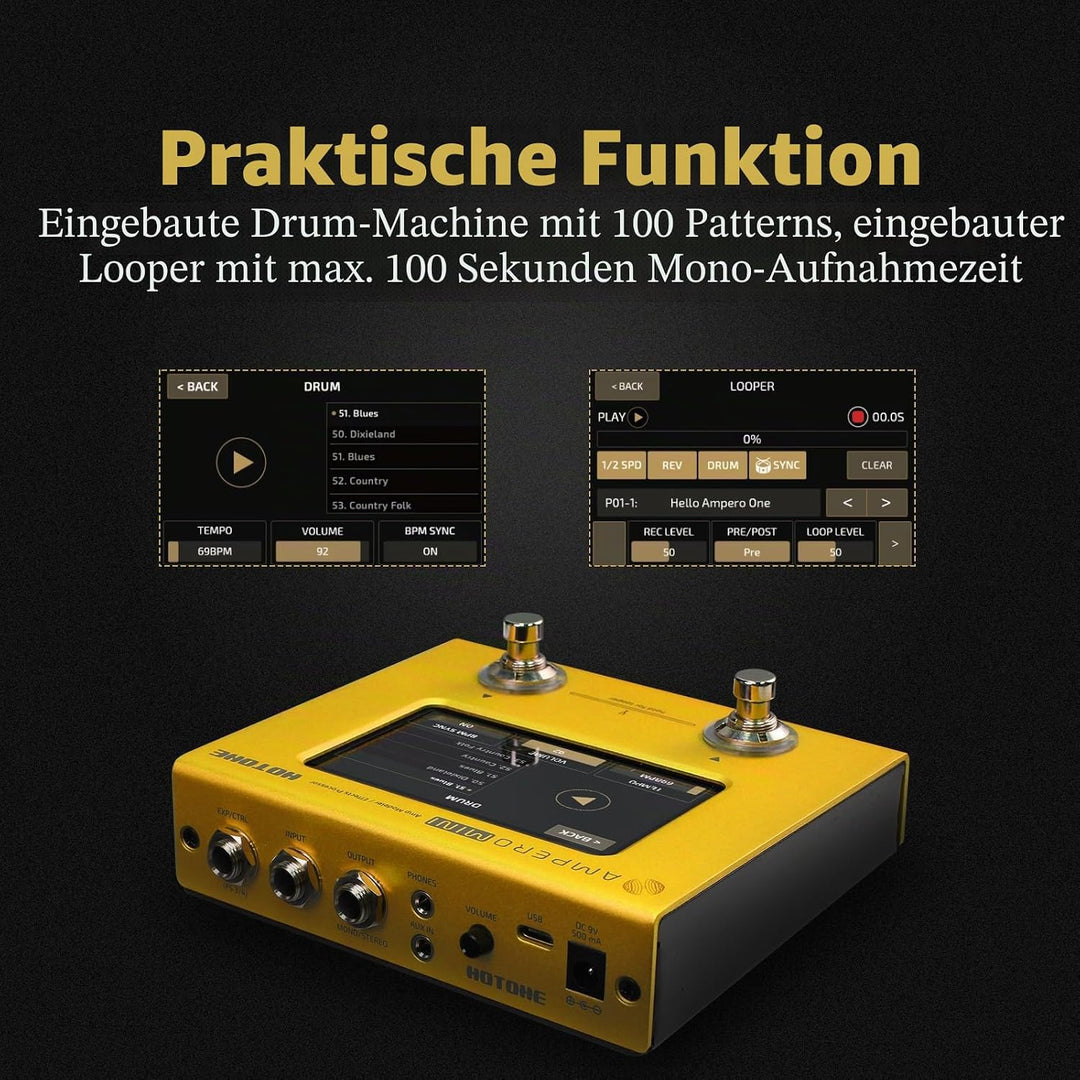 Hotone Gitarre Bass Multi-Effekte Prozessor Touchscreen Gitarre Bass Amp Modellierung IR Cabinets Si