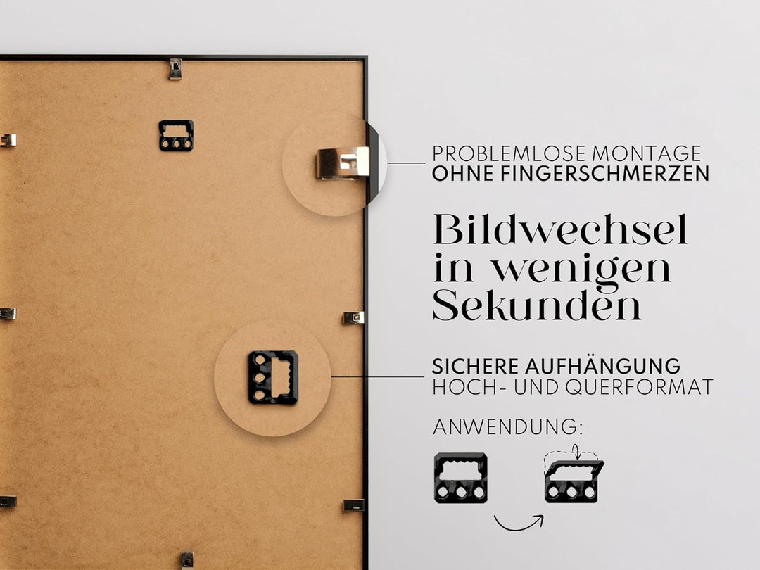 Artower® Bilderrahmen Schwarz Metall Dünner Rahmen für DIN A2 42 x 59,4 cm | Posterrahmen Gross Coll