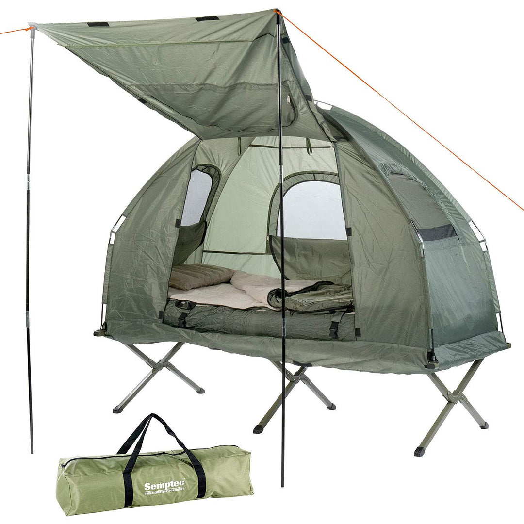 Zelt mit Feldbett 4in1-Zelt, Feldbett & Winter-Schlafsack, 4in1-Zelt, Feldbett & Winter-Schlafsack