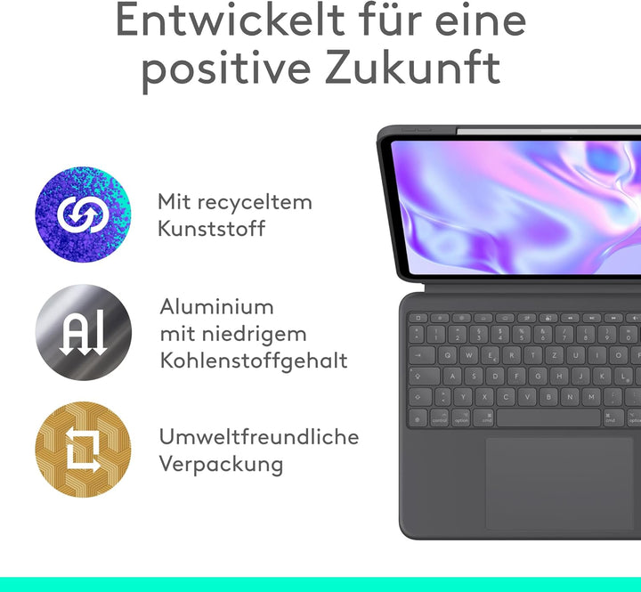 Logitech Combo Touch iPad Pro 13 Zoll (M4) (2024) Tastatur-Case – Abnehmbare Tastatur mit Hintergrun