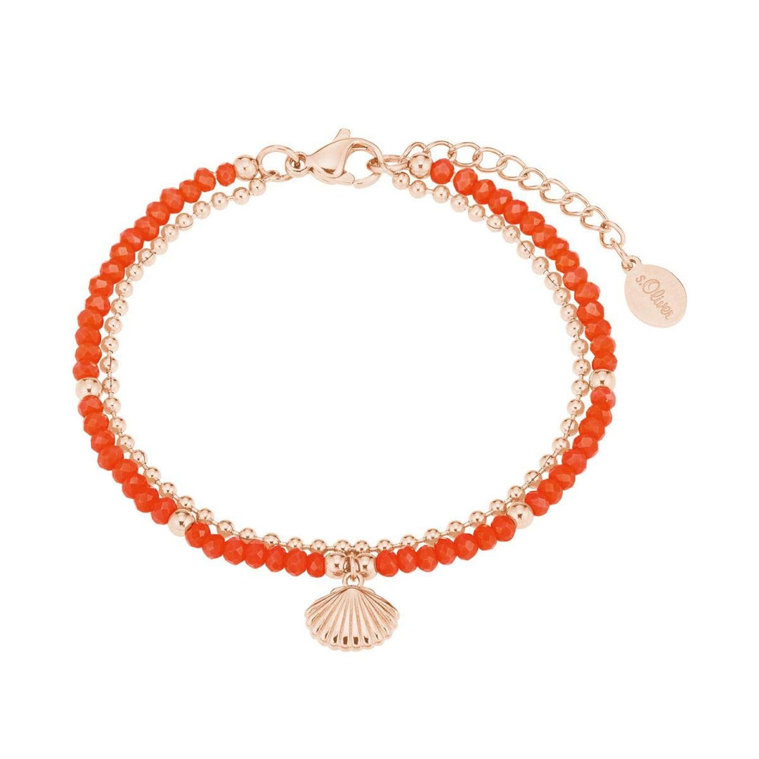 s.Oliver 2027600 Damen Armband Muschel Edelstahl Rose rot 20 cm