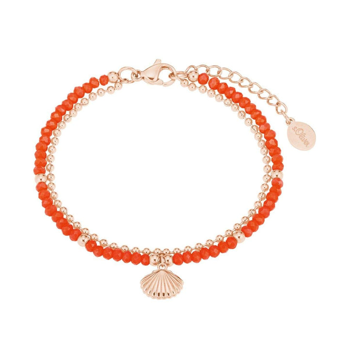 s.Oliver 2027600 Damen Armband Muschel Edelstahl Rose rot 20 cm