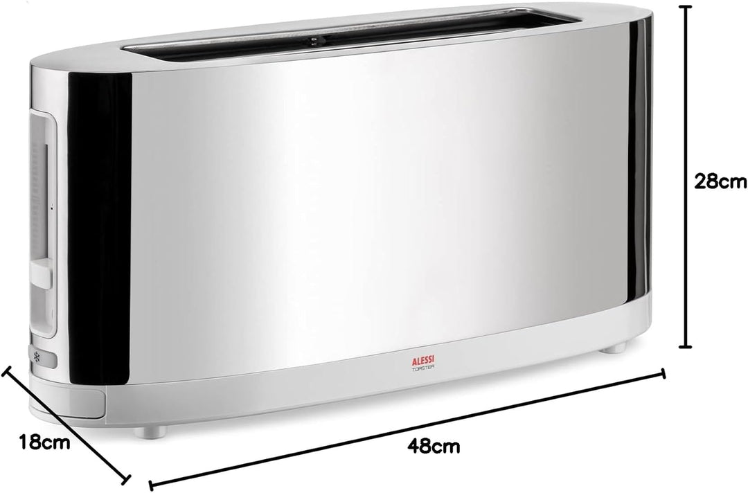 Alessi SG68 W Design Toaster mit Brötchenaufsatz, aus Edelstahl und PC, weiss