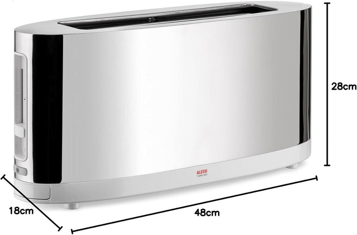 Alessi SG68 W Design Toaster mit Brötchenaufsatz, aus Edelstahl und PC, weiss