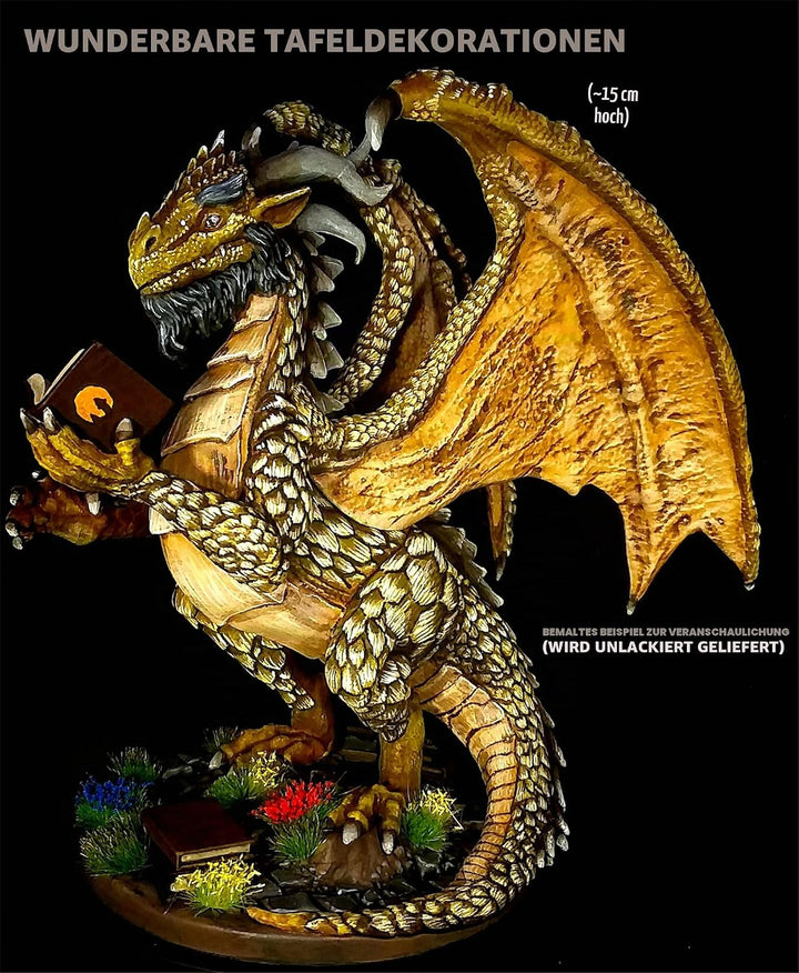 Wildspire Fantasy Bookish Dragon Miniatur – Riesige Grösse 15,2 cm für DND-Miniaturen, 28 mm, Bulk D