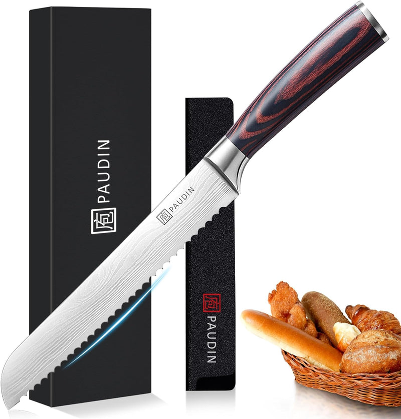 PAUDIN Profi 20cm Brotmesser mit Wellenschliff aus Hochwertigem Rostfreier Edelstahl, Extra Scharfe