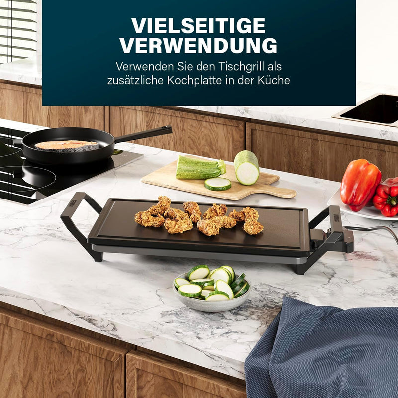 Princess Table Chef Premium Stein-Grill – Extra grosse Grillfläche 46 x 26 cm – Keramik-Grillplatte