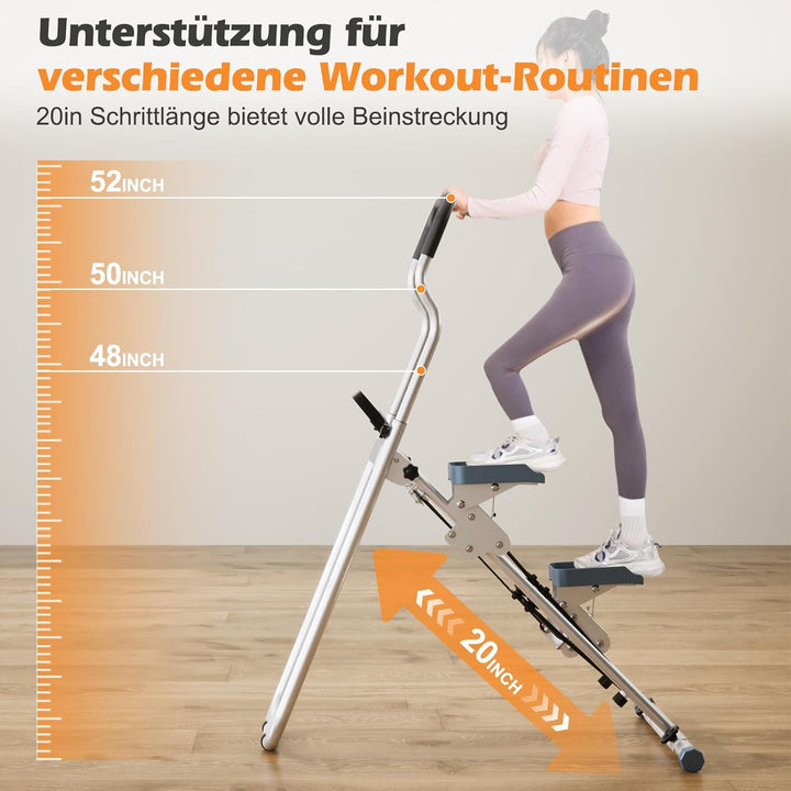 Treppe Stepper Klappbare,CEIEVER Vertikale Klettermaschine mit Einstellbarer Pedale Tragbarer Crosst